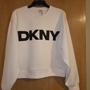 DKNY White Sweater with Black Logo